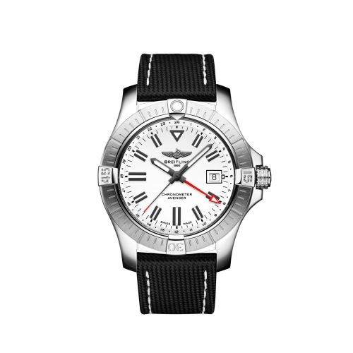 Breitling A32397101A1X2 : Avenger Automatic GMT 43 Stainless Steel / White / Calf / Folding