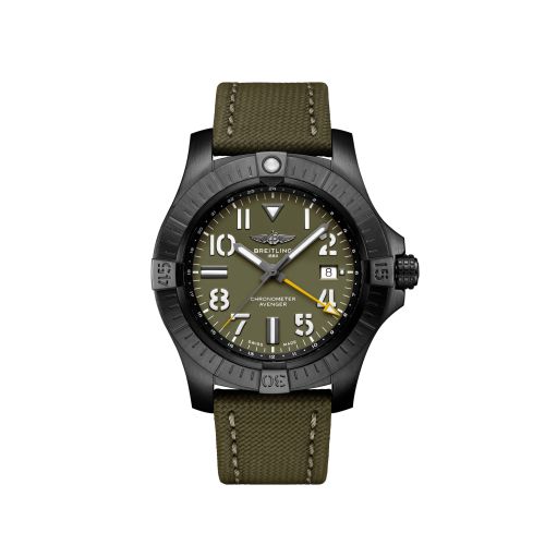 Breitling V323952A1L1X2 : Avenger Automatic GMT 45 Night Mission / Green / Military / Folding