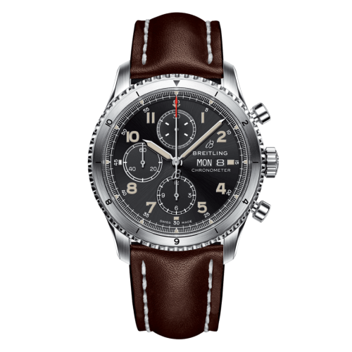 Breitling A13316101B1X4 : Aviator 8 Chronograph 43 Stainless Steel / Black / Calf / Folding