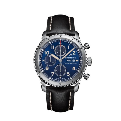 Breitling A13316101C1X3 : Aviator 8 Chronograph 43 Stainless Steel / Blue / Calf / Folding