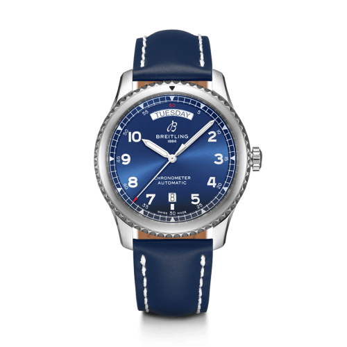 Breitling A45330101C1X5 : Navitimer 8 Automatic Day & Date 41 Stainless Steel / Blue / Blue Calf / Folding