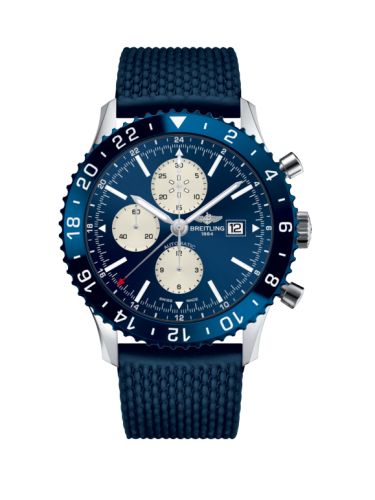 Breitling Y2431016.C970.277S : Chronoliner Stainless Steel / Blue / Rubber