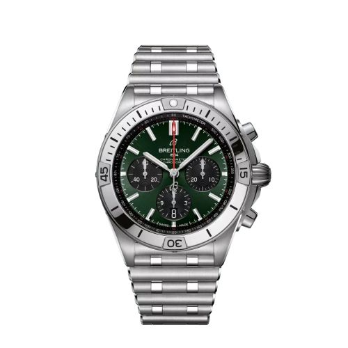 Breitling AB0134101L2A1 : Chronomat B01 42 Stainless Steel / Green / Rouleaux