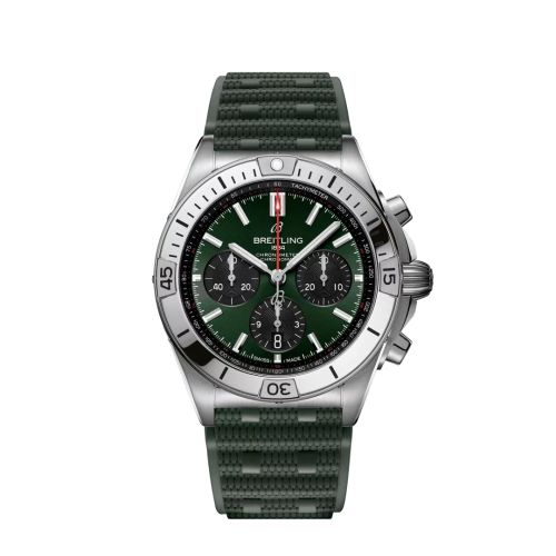 Breitling AB0134101L2S1 : Chronomat B01 42 Stainless Steel / Green / Rubber