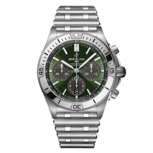 Breitling EB01341A1L1E1 : Chronomat B01 42 Titanium / Green / Watches of Switzerland