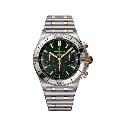 Breitling UB0134131L1U1 : Chronomat B01 42 Stainless Steel - Red Gold / Green / Rouleaux