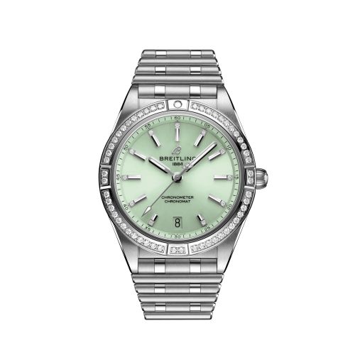 Breitling A10380591L1A1 : Chronomat Automatic 36 Stainless Steel - Diamond / Green / Rouleaux