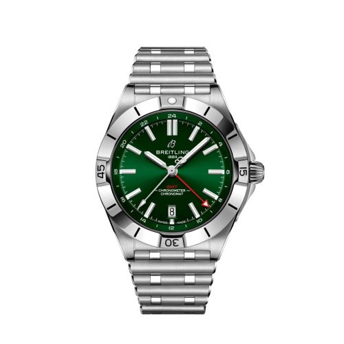 Breitling A32398101L1 : Chronomat  40 GMT Stainless Steel / Green / Rouleaux