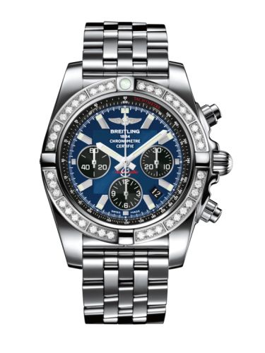 Breitling AB011053.C789.375A : Chronomat 44 Stainless Steel / Diamond / Blackeye Blue / Bracelet