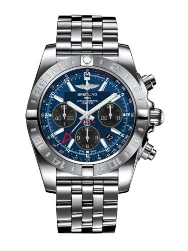 Breitling AB042011.C852.375A : Chronomat 44 GMT Stainless Steel / Blackeye Blue / Bracelet