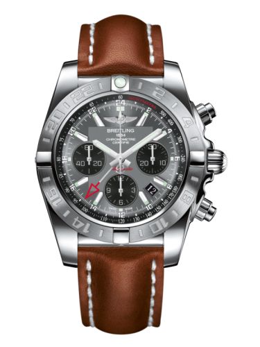 Breitling AB042011.F561.433X : Chronomat 44 GMT Stainless Steel / Blackeye Grey / Calf