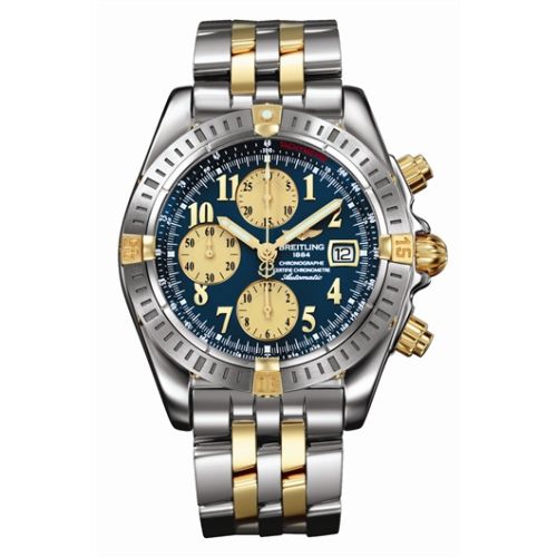 Breitling B1335611/C648 : Chronomat Evolution Stainless Steel / Yellow Gold / Blue