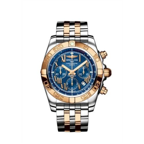 Breitling CB011012/C784/375C : Chronomat 44 Stainless Steel / Rose Gold / Riviera Blue - Roman / Bracelet
