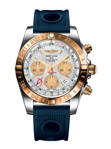 Breitling CB042012.A739.211S : Chronomat 44 GMT Stainless Steel / Rose Gold / Pearl / Rubber