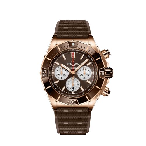 Breitling RB0136E31Q1S1 : Super Chronomat B01 44 Red Gold / Brown / Rubber Rouleaux