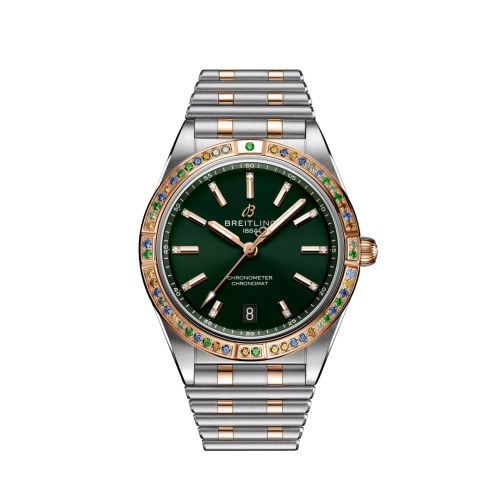 Breitling U10380611L1U1 : Chronomat Automatic 36 Stainless Steel - Red Gold / Green / South Sea / Bracelet