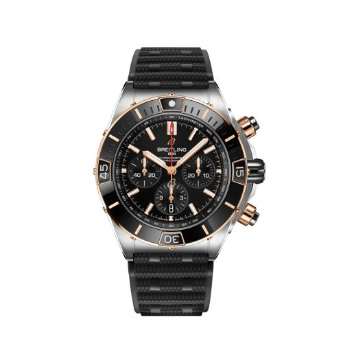 Breitling UB0136251B1S1 : Super Chronomat B01 44 Stainless Steel - Red Gold / Black / Rubber Rouleaux