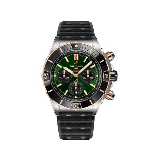 Breitling UB0136251L1S1 : Super Chronomat B01 44 Stainless Steel - Red Gold / Green / Rubber Rouleaux