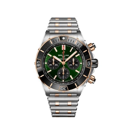 Breitling UB0136251L1U1 : Super Chronomat B01 44 Stainless Steel - Red Gold / Green / Rouleaux