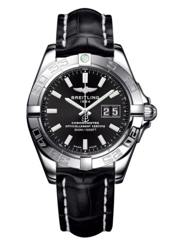 Breitling A49350L2.BE58.728P : Galactic 41 Stainless Steel / Onyx Black / Croco