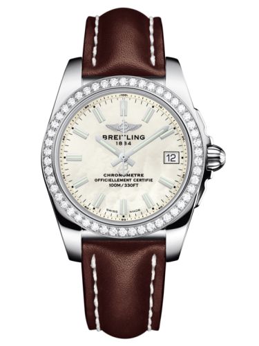 Breitling A7433053.A779.416X : Galactic 36 Stainless Steel / Diamond / Pearl / Calf