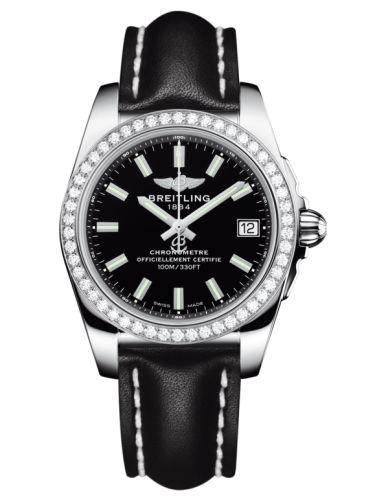 Breitling A7433053.BE08.414X : Galactic 36 Stainless Steel / Diamond / Trophy Black / Calf