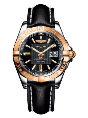 Breitling C49350L2.BA09.428X : Galactic 41 Stainless Steel / Rose Gold / Trophy Black / Calf