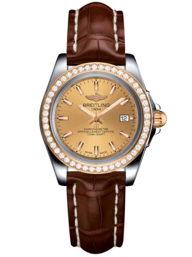 Breitling C7133053/H549/778P/A14BA.1 : Galactic 32 Sleek Edition Stainless Steel / Rose Gold / Diamond / Golden Sun / Croco