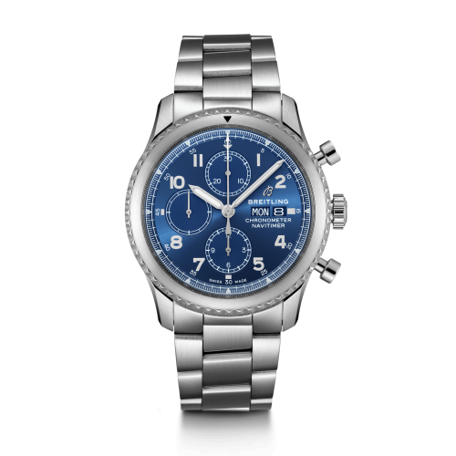 Breitling A13314101C1A1 : Navitimer 8 Chronograph 43 Stainless Steel / Blue / Bracelet