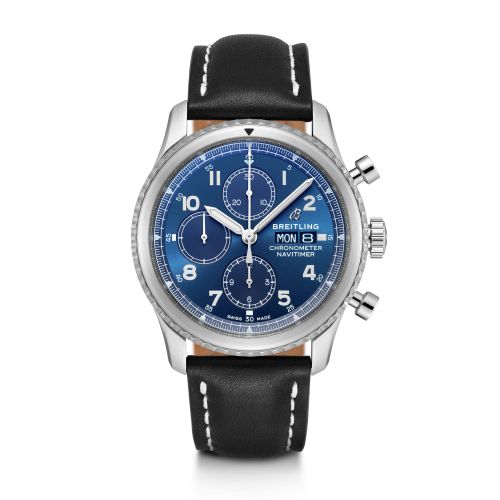 Breitling A13314101C1X1 : Navitimer 8 Chronograph 43 Stainless Steel / Blue / Black Calf