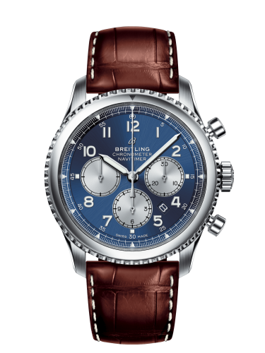 Breitling AB0117131C1P2 : Navitimer 8 B01 Chronograph 43 Stainless Steel / Blue / Brown Croco