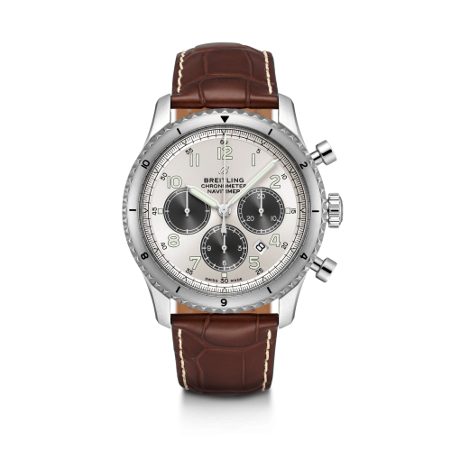 Breitling AB01171A1G1P1 : Aviator 8 B01 Chronograph 43 Stainless Steel / Silver / Brown Croco