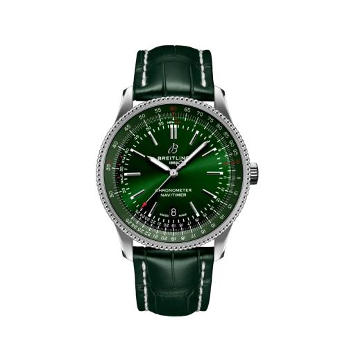 Breitling A17326361L1P1 : Navitimer Automatic 41 Automatic Stainless Steel / Green / Alligator - Pin