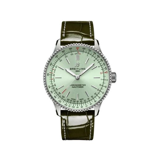 Breitling A17327361L1P1 : Navitimer Automatic 36 Stainless Steel / Mint Green / Croco / Folding