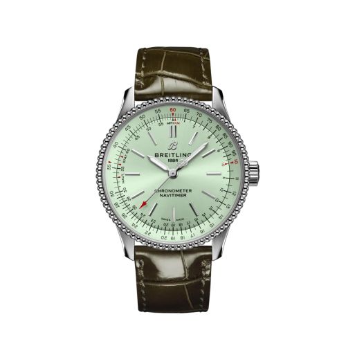 Breitling A17395361L1P1 : Navitimer 1 35 Automatic Stainless Steel / Mint Green / Alligator - Pin