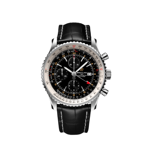 Breitling A24322121B2P2 : Navitimer 1 Chronograph GMT Stainless Steel / Black / Croco / Folding