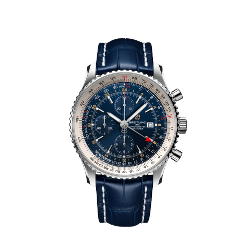 Breitling A24322121C2P1 : Navitimer 1 Chronograph GMT Stainless Steel / Blue / Croco / Pin