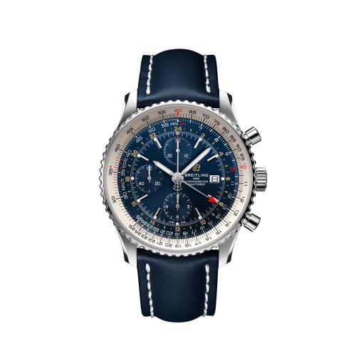 Breitling A24322121C2X1 : Navitimer 1 Chronograph GMT Stainless Steel / Blue / Calf / Pin
