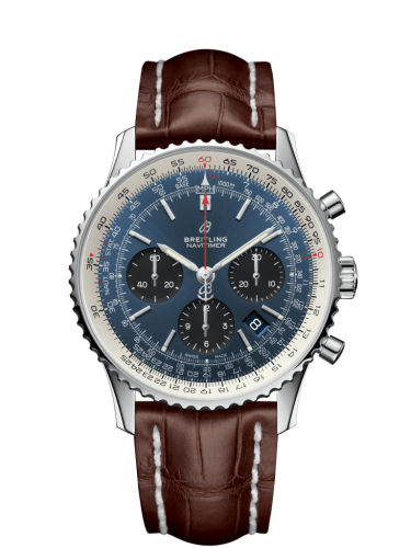 Breitling AB0121211C1P2 : Navitimer 1 B01 Chronograph 43 Stainless Steel / Blue / Croco / Pin