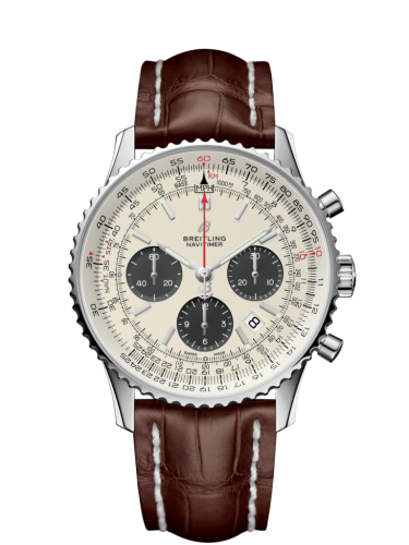 Breitling AB0121211G1P2 : Navitimer 1 B01 Chronograph 43 Stainless Steel / Silver / Croco / Folding