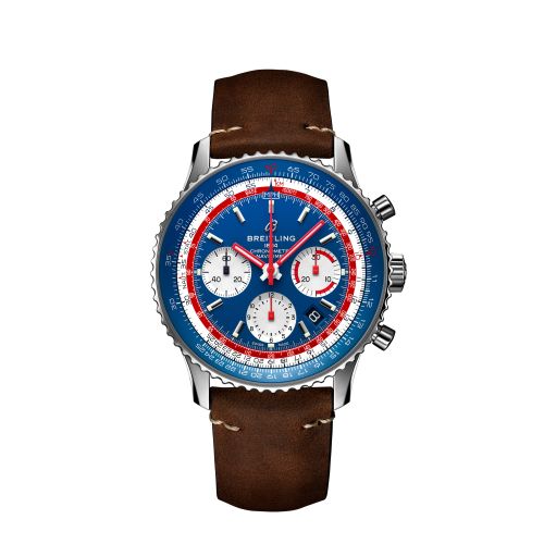 Breitling AB01212B1C1X1 : Navitimer 1 B01 Chronograph 43 Stainless Steel / Airline Editions Pan Am / Calf / Pin