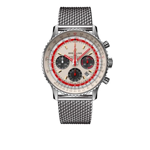 Breitling AB01219A1G1A1 : Navitimer 1 B01 Chronograph 43 Stainless Steel / Airline Editions TWA / Mesh