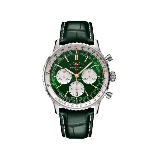 Breitling AB01384C1L1P1 : Navitimer B01 Chronograph 43 Stainless Steel / Green / Boutique Edition