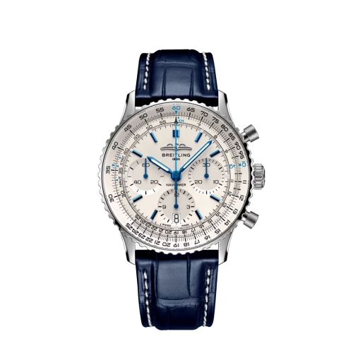 Breitling AB0139A71G1P1 : Navitimer B01 Chronograph 41 Stainless Steel / White - Boutique / Alligator - Folding
