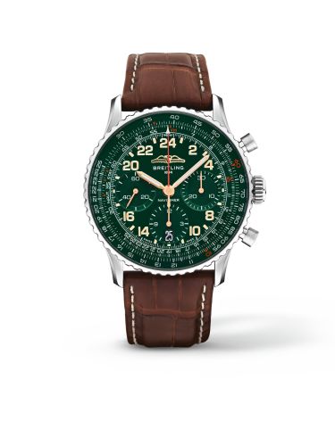 Breitling AB02304A1L1P1 : Navitimer B02 Chronograph 41 Cosmonaute Stainless Steel / Green / Wempe Signature Series