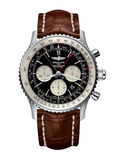 Breitling AB031021/BF77/755P/A20D.1 : Navitimer Rattrapante Stainless Steel / Black  / Croco / Folding