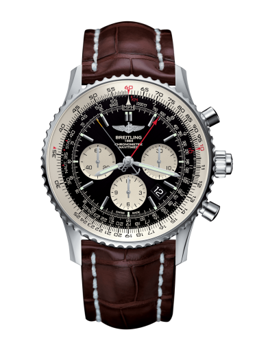 Breitling AB031021/BF77/756P/A20BA.1 : Navitimer Rattrapante Stainless Steel / Black  / Croco / Pin