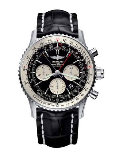 Breitling AB031021/BF77/761P/A20D.1 : Navitimer Rattrapante Stainless Steel / Black  / Croco / Folding