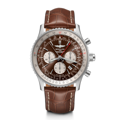 Breitling AB0310211Q1P1 : Navitimer Rattrapante Stainless Steel / Panamerican Bronze / Croco / Folding