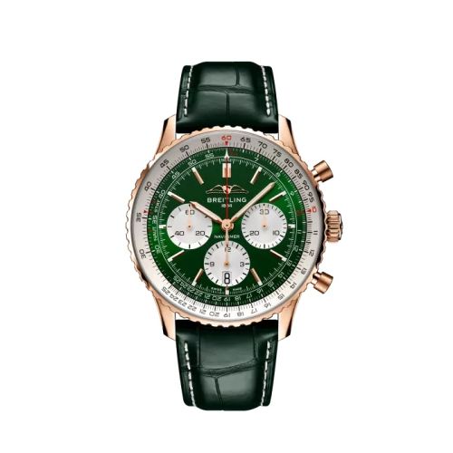 Breitling RB01384A1L1P1 : Navitimer B01 Chronograph 43 Red Gold / Green / Boutique Edition